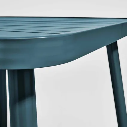Table de jardin carrée en aluminium Oviala Bristol bleu canard 4