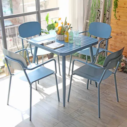 Oviala Bristol Vierkante tuin tafel van blauwgroen aluminium 5