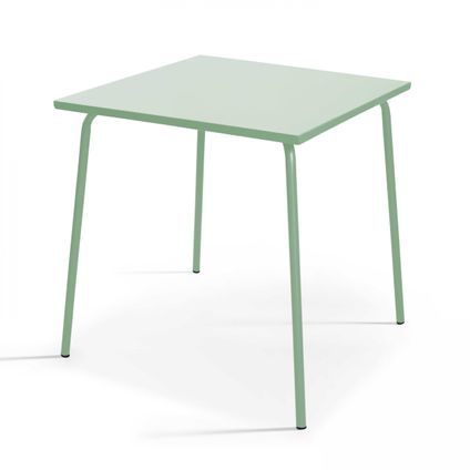 Table de jardin carrée Oviala Palavas en métal vert sauge 70cm