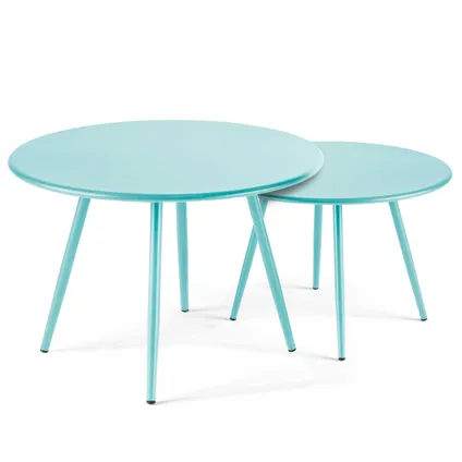 Oviala Ronde metalen tuin salontafel in turquoise, 50 cm 4