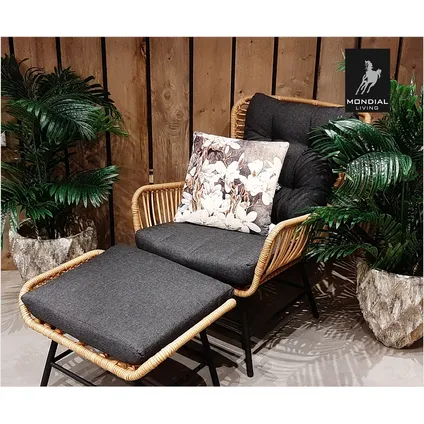 Loungestoel Dex met voetenbankje | Bamboe 2