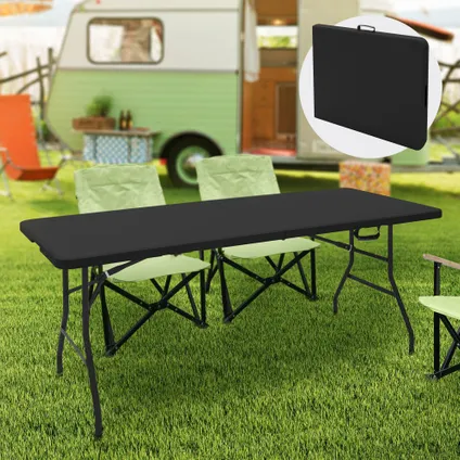 ML-Design opklapbare campingtafel, Zwart 180 x 74 cm, kunststof, klaptafel voor 6 personen 2