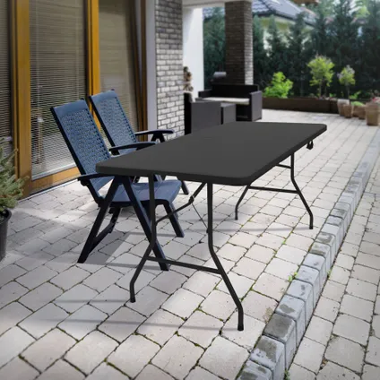 ML-Design opklapbare campingtafel, Zwart 180 x 74 cm, kunststof, klaptafel voor 6 personen 3