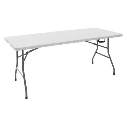 ML-Design opklapbare campingtafel, wit 180 x 74 cm, klaptafel voor 6 personen met draaggreep