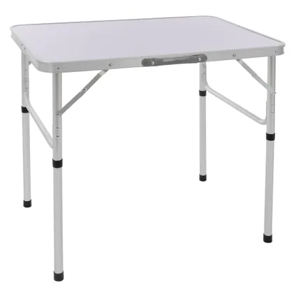 Table de Camping en Aluminium ML-Design, 75x55x68/32,5 cm, Pliante, Argent/Blanc