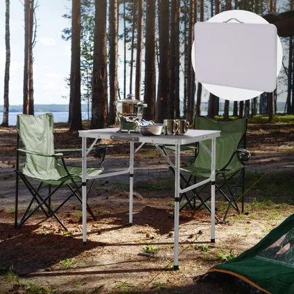 Table de Camping en Aluminium ML-Design, 75x55x68/32,5 cm, Pliante, Argent/Blanc 2