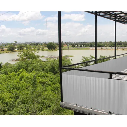 Intergard - Tuinscherm tuinafscheiding balkonscherm kunststof PVC wit 1x5m 2