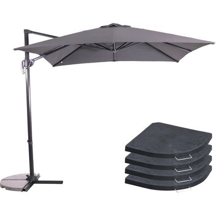 Parasol flottant Balance Gray 250 x 250 cm - y compris 4 carreaux de parapluie