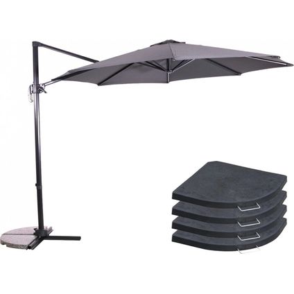 Zweefparasol Libra Grijs Ø300 cm - inclusief 4 parasoltegels