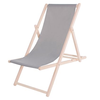 Chaise de plage - Réglable - Bois de hêtre - Fait à la main - bleu blanc