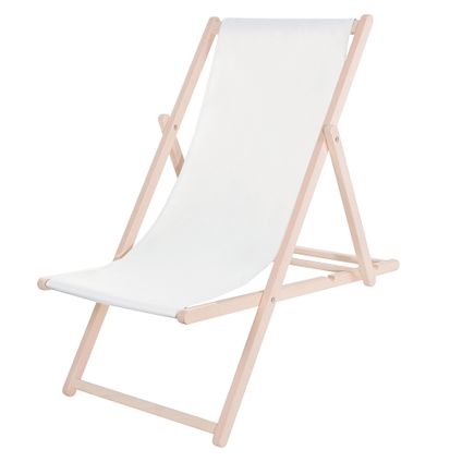 Chaise de plage - Réglable - Bois de hêtre - Fait à la main - Blanc