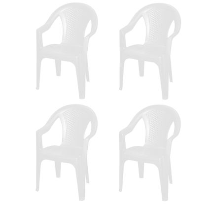 4goodz Isola 4x chaises de jardin empilables blanches - gain de place