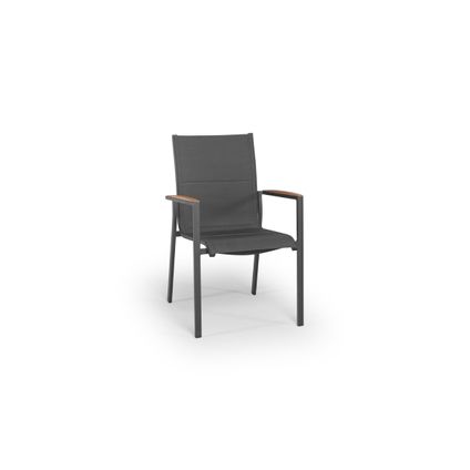 Foxx Stockable Chair Antraciet / Teak - Tierra Outdoor