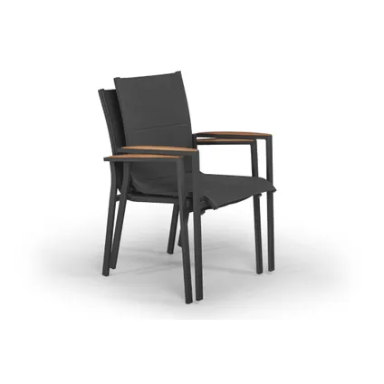 Tierra Outdoor - Foxx Stockable Chair Antraciet / Teak 2