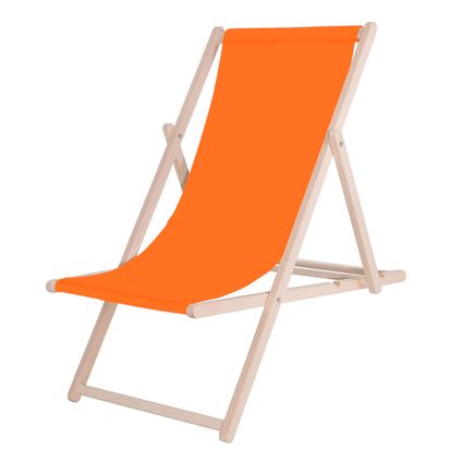 Strandstoel - Verstelbaar - Beukenhout - Hangemaakt - Oranje