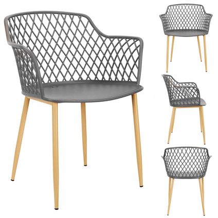 Ensemble de 4 chaises de jardin modernes et confortables de couleur gris