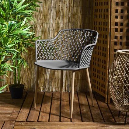 Ensemble de 4 chaises de jardin modernes et confortables de couleur gris 2