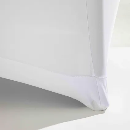 Nappe housse Oviala Stretch pour table pliante 180cm double ouverture blanc 4