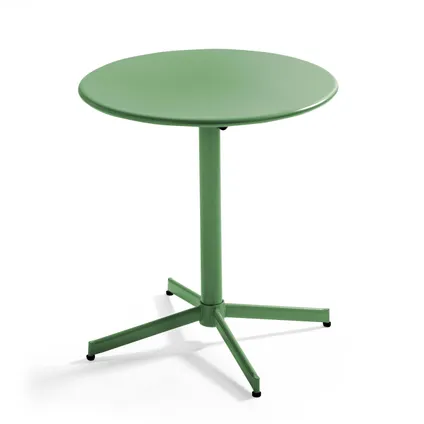 Oviala Palavas Set van een ronde tuin tafel en 2 groene cactus metalen stoelen 5