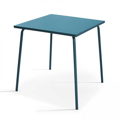 Ensemble table de jardin carrée Oviala Palavas et 2 chaises bistrot bleu pacific