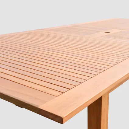 Oviala Set van een uitschuifbare tuintafel van exotisch hout en 6 fauteuils 5