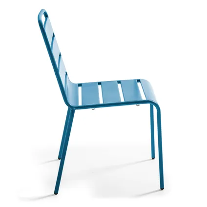 Oviala Set van een ronde tuin tafel en 4 blauwe Pacific stoelen 5