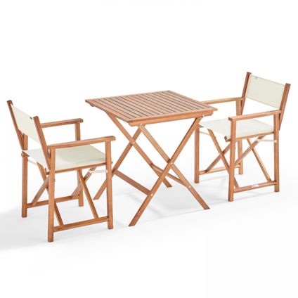 Table bistrot pliante carrée Oviala Sete et 2 chaises pliantes blanc