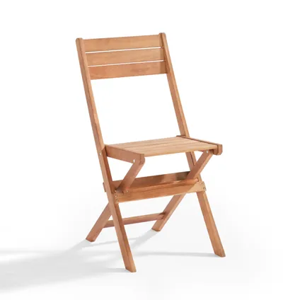 Oviala Tafel en 2 inklapbare houten stoelen van eucalyptus 3