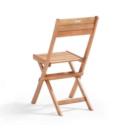 Oviala Tafel en 2 inklapbare houten stoelen van eucalyptus 4
