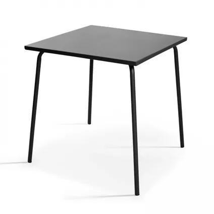 Oviala Palavas Set van een vierkante tuin tafel en 2 grijze bistro stoelen 2