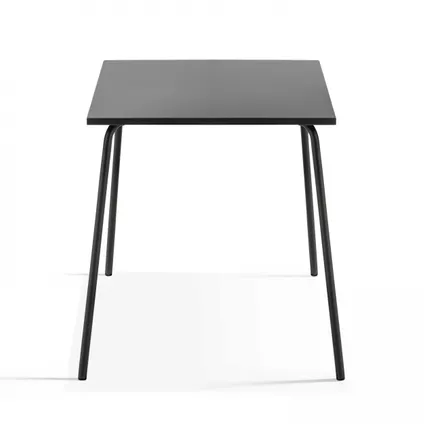Oviala Palavas Set van een vierkante tuin tafel en 2 grijze bistro stoelen 3