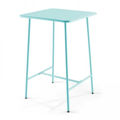 Oviala Set bartafel en 4 hoge metalen stoelen in turquoise 2