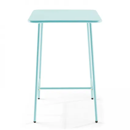 Oviala Set bartafel en 4 hoge metalen stoelen in turquoise 3