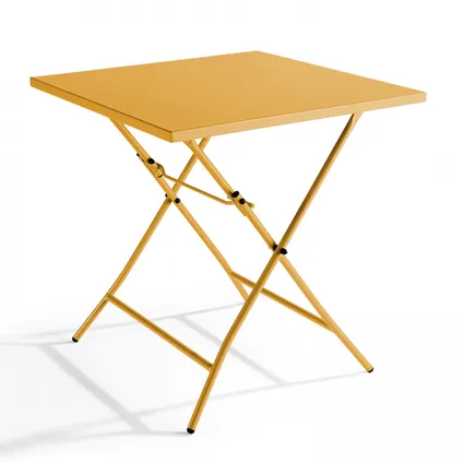 Oviala Palavas Set inklapbare tuintafel en 2 gele stalen stoelen 2