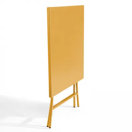 Oviala Palavas Set inklapbare tuintafel en 2 gele stalen stoelen 3