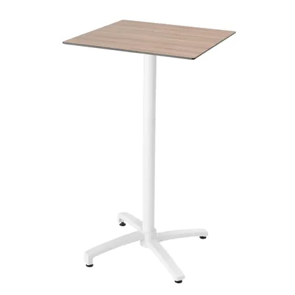 Oviala Set hoge tafel met licht eiken laminaat en 2 hoge grijze stoelen 2