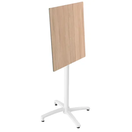 Oviala Set hoge tafel met licht eiken laminaat en 2 hoge grijze stoelen 3