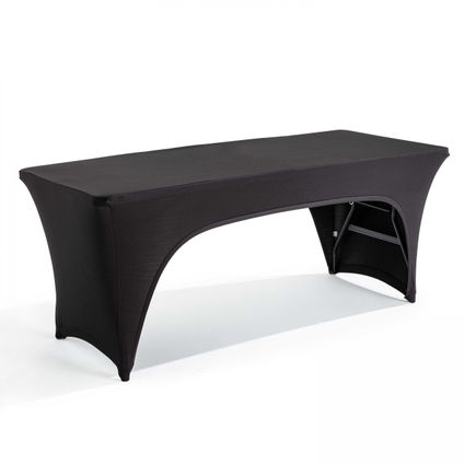 Nappe housse Oviala Rekkem pour table pliante 180cm double ouverture noire