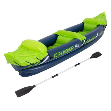 Kayak Gonflable Cruiser X1 ECD Germany, pour 2 Personnes, 318x80x55 cm, Vert/Blanc/Bleu