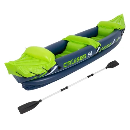 Kayak Gonflable Cruiser X1 ECD Germany, pour 2 Personnes, 318x80x55 cm, Vert/Blanc/Bleu 2