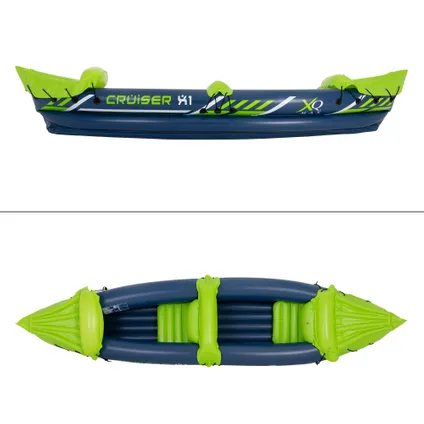 Kayak Gonflable Cruiser X1 ECD Germany, pour 2 Personnes, 318x80x55 cm, Vert/Blanc/Bleu 3