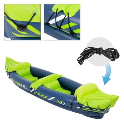 Kayak Gonflable Cruiser X1 ECD Germany, pour 2 Personnes, 318x80x55 cm, Vert/Blanc/Bleu 4