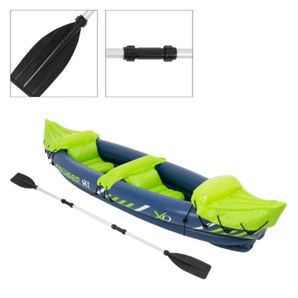 Kayak Gonflable Cruiser X1 ECD Germany, pour 2 Personnes, 318x80x55 cm, Vert/Blanc/Bleu 6