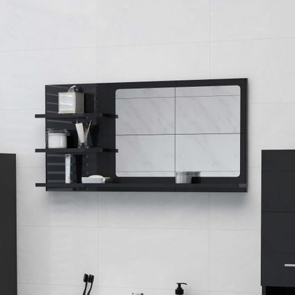 Maison du'monde - Badkamerspiegel 90x10,5x45 cm bewerkt hout hoogglans zwart