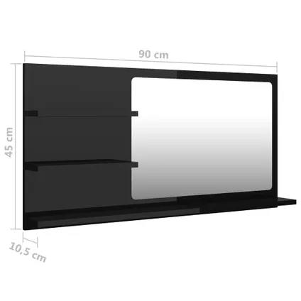 Maison du'monde - Badkamerspiegel 90x10,5x45 cm spaanplaat hoogglans zwart 7