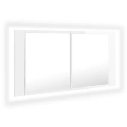 Maison du'monde - Badkamerkast met spiegel en LED 90x12x45 cm acryl hoogglans wit 2