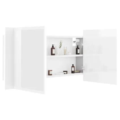 Maison du'monde - Badkamerkast met spiegel en LED 90x12x45 cm acryl hoogglans wit 7