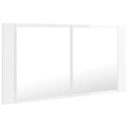 Maison du'monde - Badkamerkast met spiegel en LED 90x12x45 cm acryl hoogglans wit 8