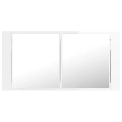 Maison du'monde - Badkamerkast met spiegel en LED 90x12x45 cm acryl hoogglans wit 9