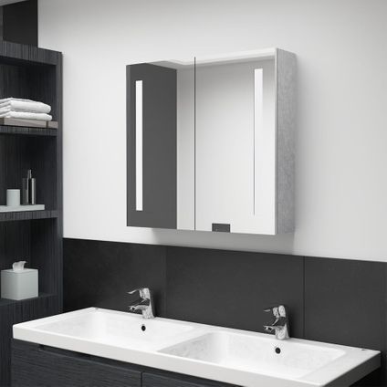 Maison du'monde - Badkamerkast met spiegel en LED 62x14x60 cm betongrijs